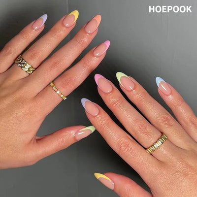 French Rainbow Acrylic Press-On Nails-0