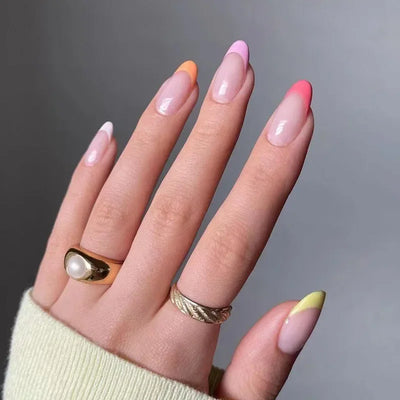 French Rainbow Acrylic Press-On Nails-2