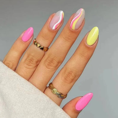 French Rainbow Acrylic Press-On Nails-12