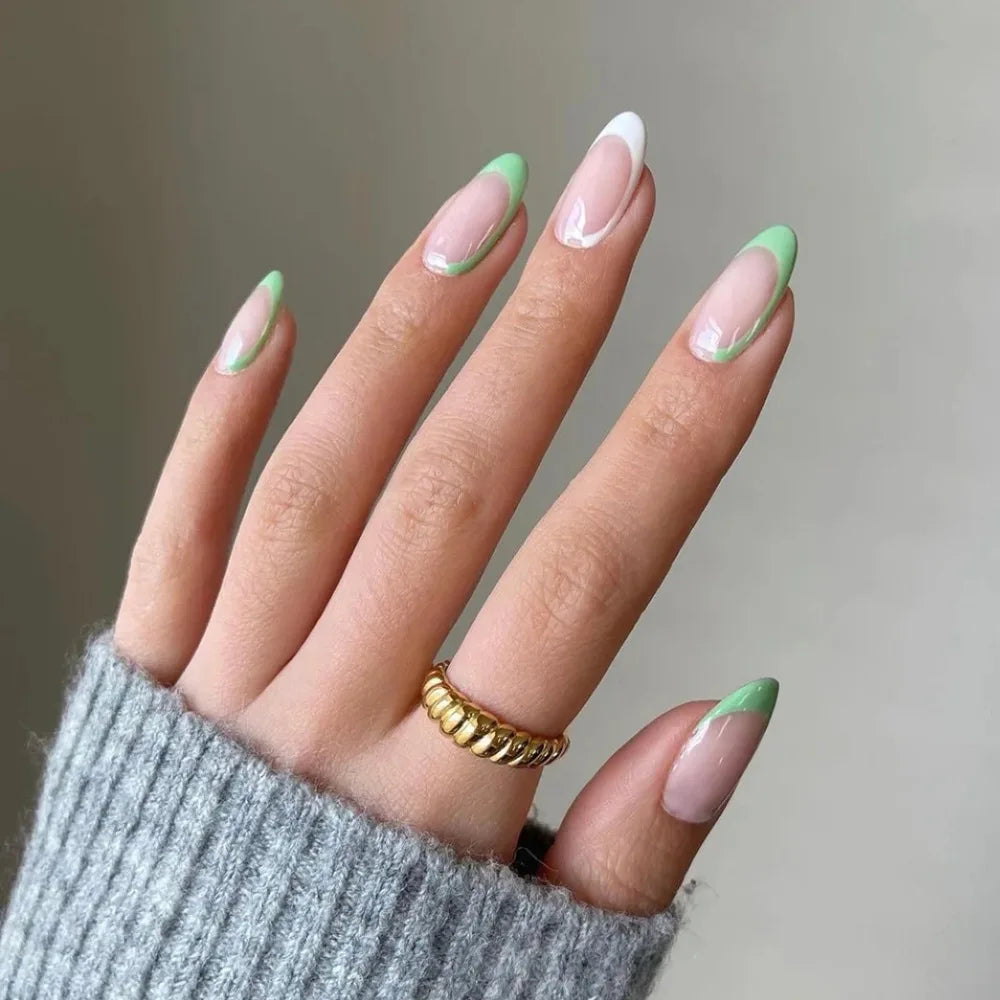 French Rainbow Acrylic Press-On Nails-16