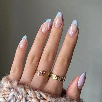 French Rainbow Acrylic Press-On Nails-21