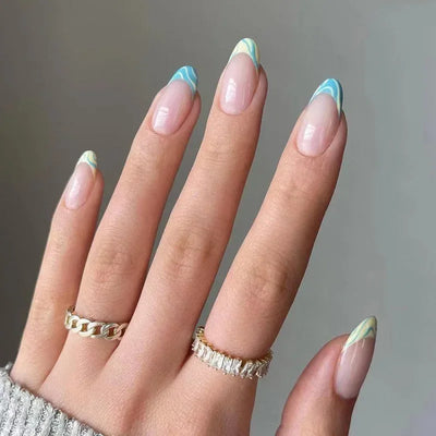 French Rainbow Acrylic Press-On Nails-28