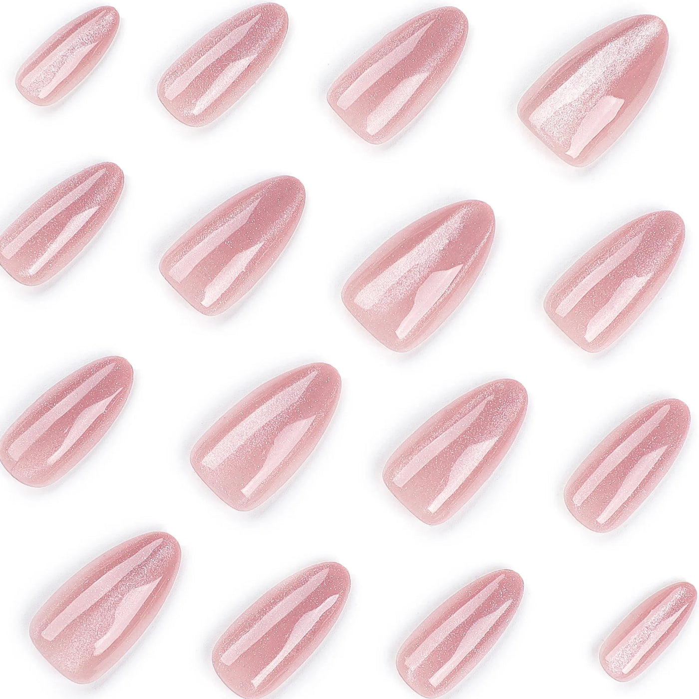 Faux ongles à pression de haute qualité, design rose français, pointes courbes élégantes pour les doigts