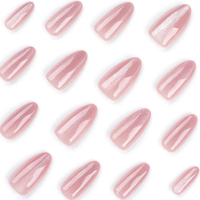 Faux ongles à pression de haute qualité, design rose français, pointes courbes élégantes pour les doigts