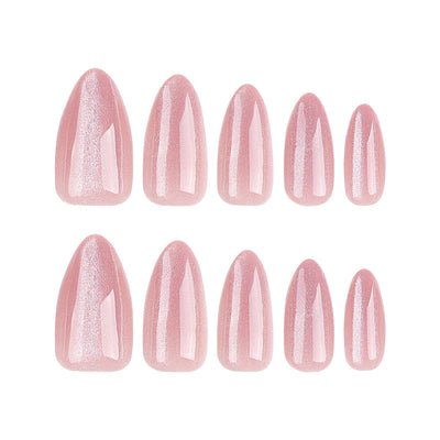 Faux ongles à pression de haute qualité, design rose français, pointes courbes élégantes pour les doigts