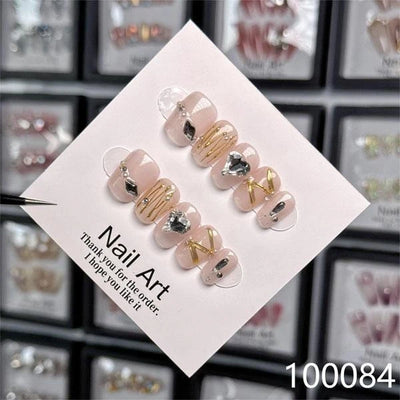 Wholesale Luxury Handmade French Style Press Nails High Quality 10pcs Set Rhinestones Charms High Quality Artificial Fingernails