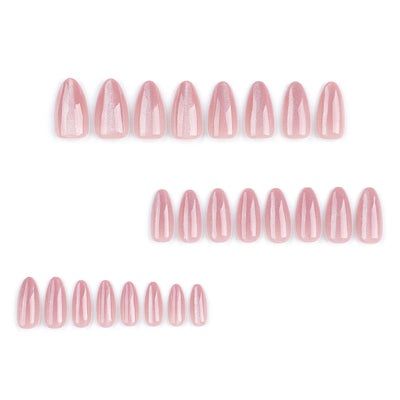 Faux ongles à pression de haute qualité, design rose français, pointes courbes élégantes pour les doigts