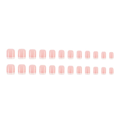 24 faux ongles courts minimalistes français avec 1 gelée et 1 lime à ongles