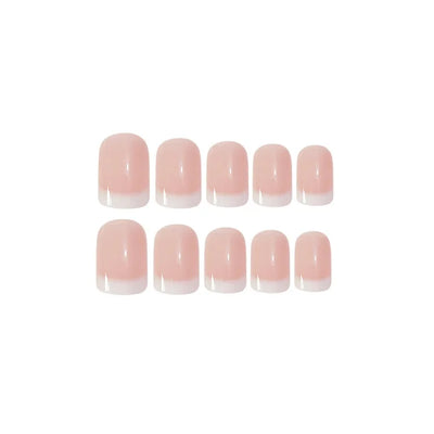 24 faux ongles courts minimalistes français avec 1 gelée et 1 lime à ongles