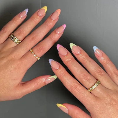 French Rainbow Acrylic Press-On Nails-56