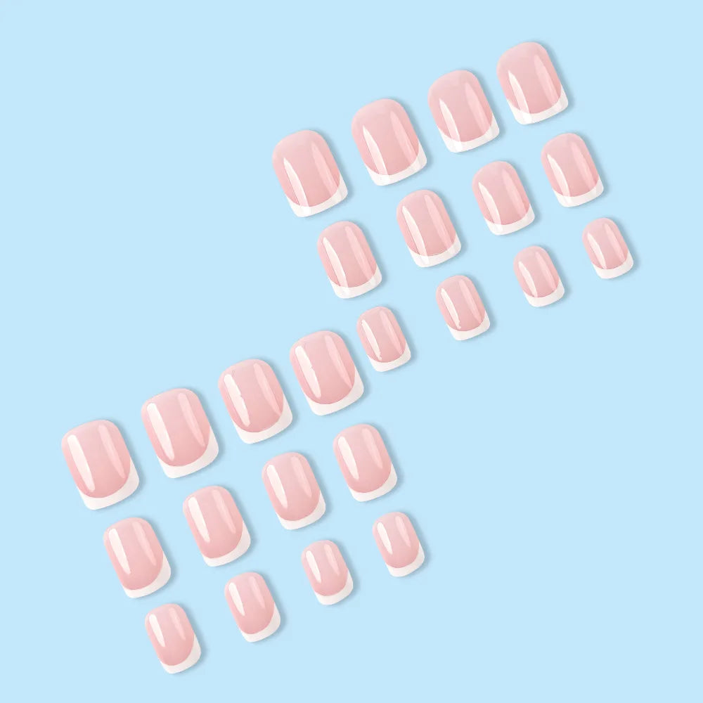 Superbe ongles courts minimalistes français avec 1 lime et 1 gel jelly