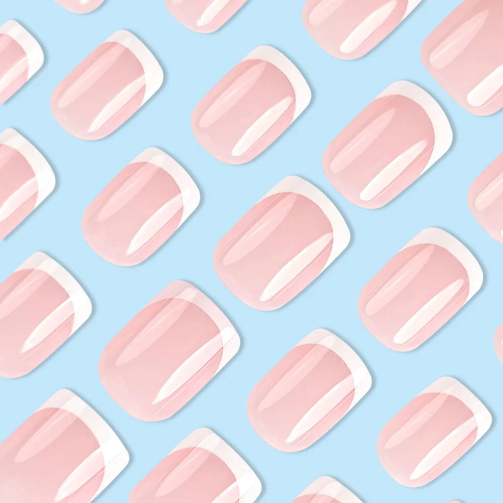 Superbe ongles courts minimalistes français avec 1 lime et 1 gel jelly