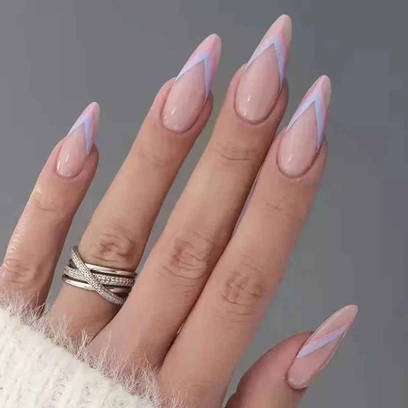 French Rainbow Acrylic Press-On Nails-50