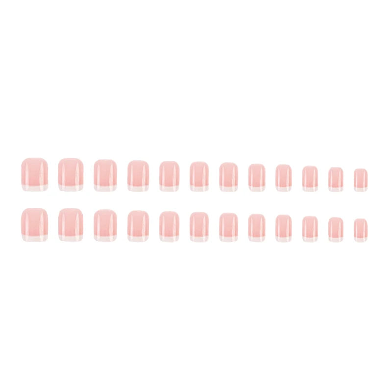 24 faux ongles courts minimalistes français avec 1 gelée et 1 lime à ongles
