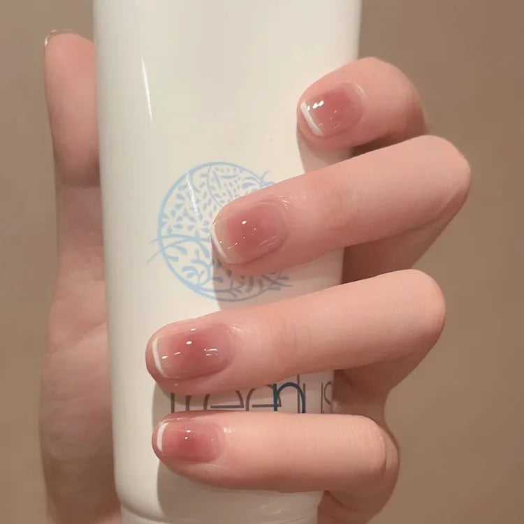 Lot de 24 faux ongles à paillettes et diamants, en acrylique, pour fille mignonne et mignonne, couverture complète, courts et carrés, manucure portable