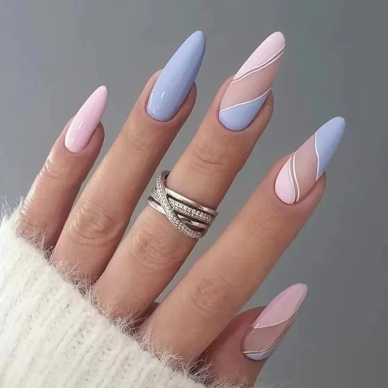 French Rainbow Acrylic Press-On Nails-52
