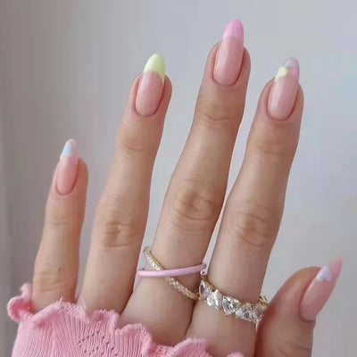 French Rainbow Acrylic Press-On Nails-46