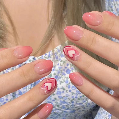 Lot de 24 faux ongles roses style Y2K à coller avec de gros strass scintillants et des pointes françaises noires pour femmes