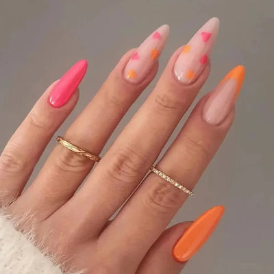 French Rainbow Acrylic Press-On Nails-53
