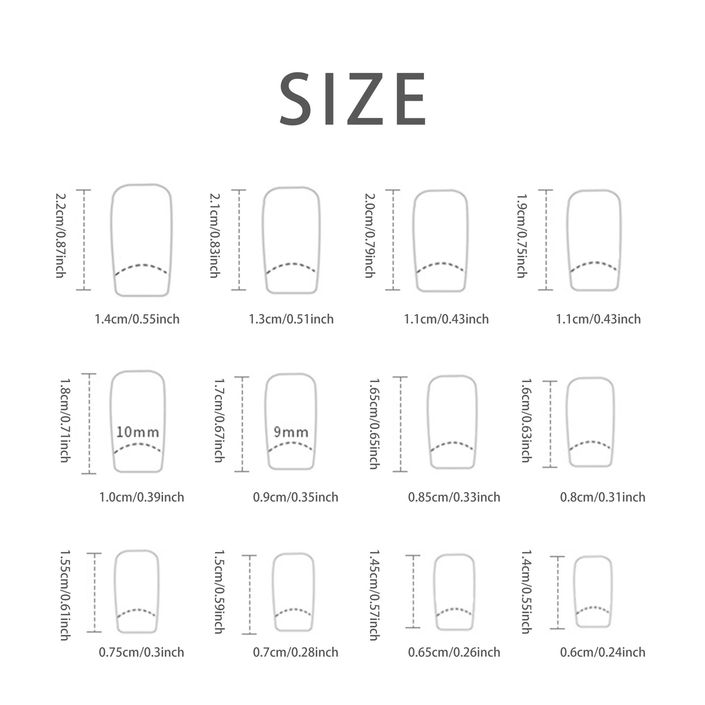 Lot de 24 faux ongles courts style French Pop avec 1 gel et 1 lime à ongles