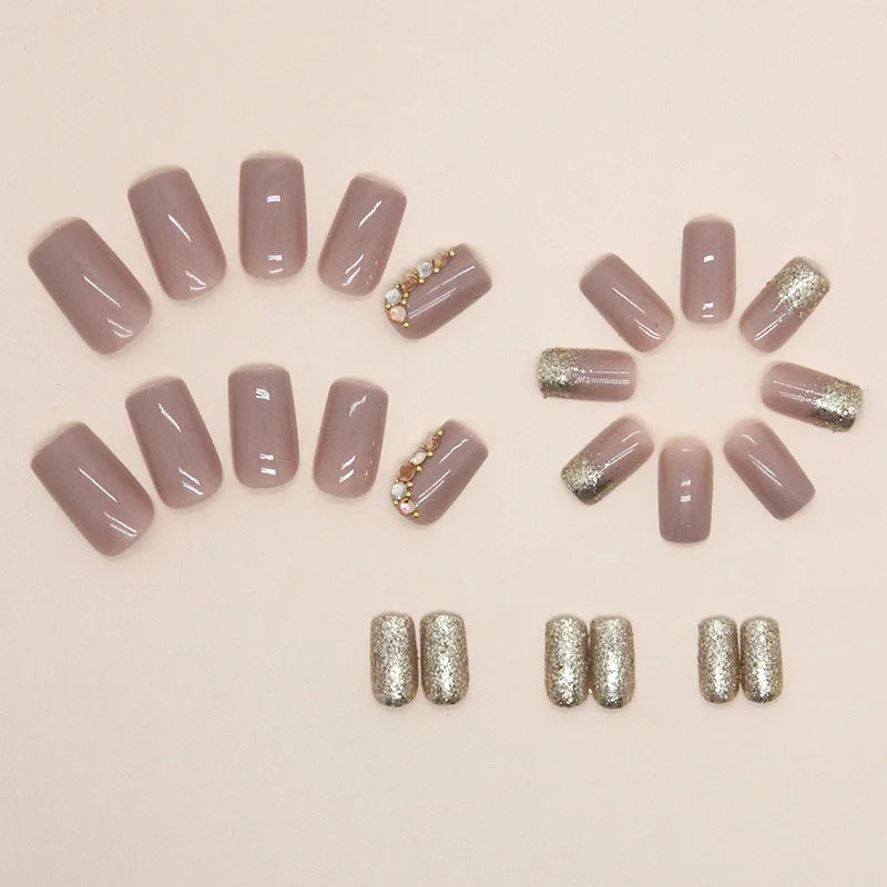 Lot de 24 faux ongles courts style French Pop avec 1 gel et 1 lime à ongles