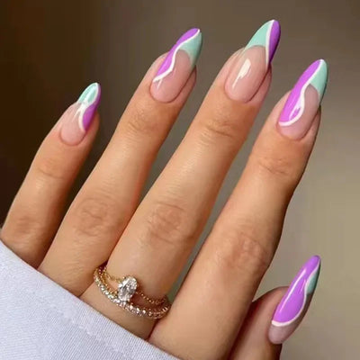 French Rainbow Acrylic Press-On Nails-51