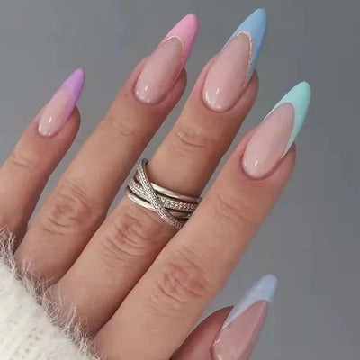 French Rainbow Acrylic Press-On Nails-48