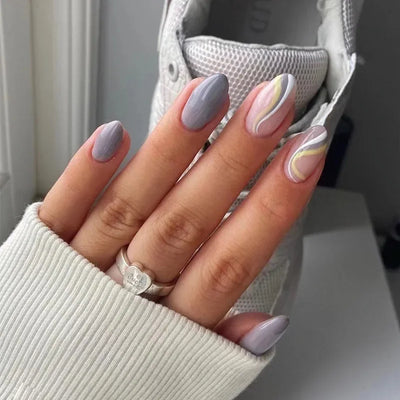French Rainbow Acrylic Press-On Nails-43