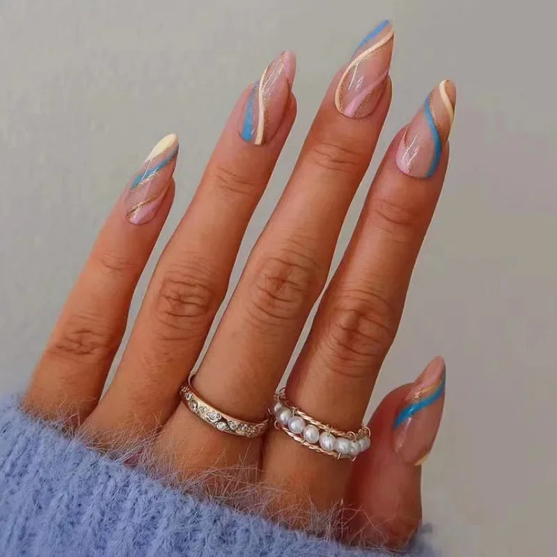 French Rainbow Acrylic Press-On Nails-49