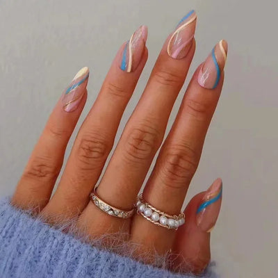 French Rainbow Acrylic Press-On Nails-49