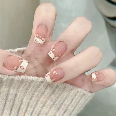 Lot de 24 faux ongles à paillettes et diamants, en acrylique, pour fille mignonne et mignonne, couverture complète, courts et carrés, manucure portable