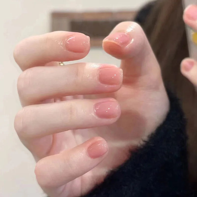 Lot de 24 faux ongles à paillettes et diamants, en acrylique, pour fille mignonne et mignonne, couverture complète, courts et carrés, manucure portable