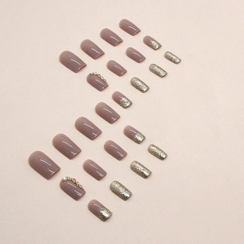 Lot de 24 faux ongles courts style French Pop avec 1 gel et 1 lime à ongles