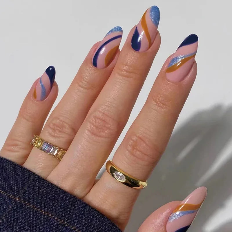 French Rainbow Acrylic Press-On Nails-44